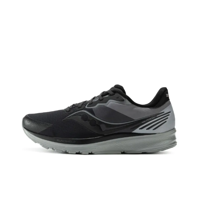 Saucony Ride Yutu 14 Cushioning Anti Slip And Wear Resistant Breathable Support Low Top Running Shoes Men's Black Gray-0