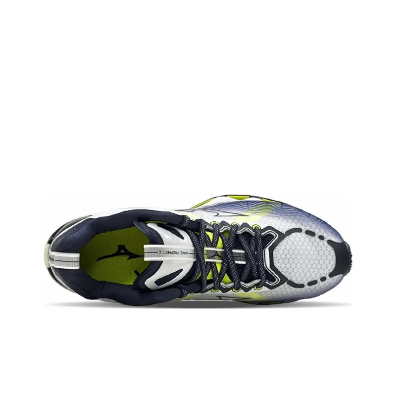 Mizuno Wave X 10 Shock Absorption Non Slip Wear resistant Low Tops White Green 'Black Yellow Blue'-2