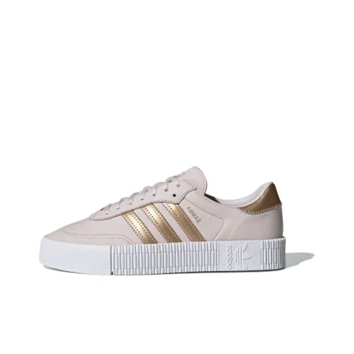 Adidas Originals Sambarose Skateboard Shoes Women's Low-Top Pink/Gold/White