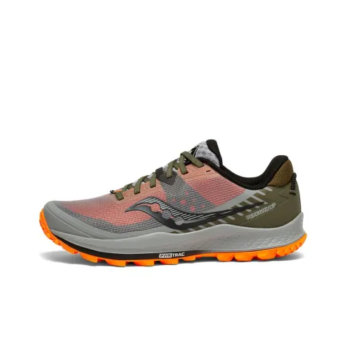 Saucony Peregrine Falcon 11 Running Shoes Men Low-Top Gray/Green/Orange