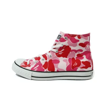 A BATHING APE ABC Camo Ape Sta Hi Stylish Skateboarding Shoes Women's Red
