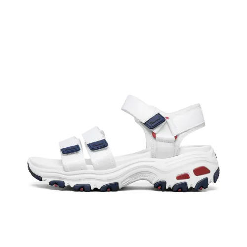 Skechers D'LITES Series Beach Sandals Women's White/Marine Blue/Red