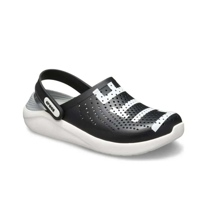 Crocs LiteRide Logo Clogs 'Black White'-2