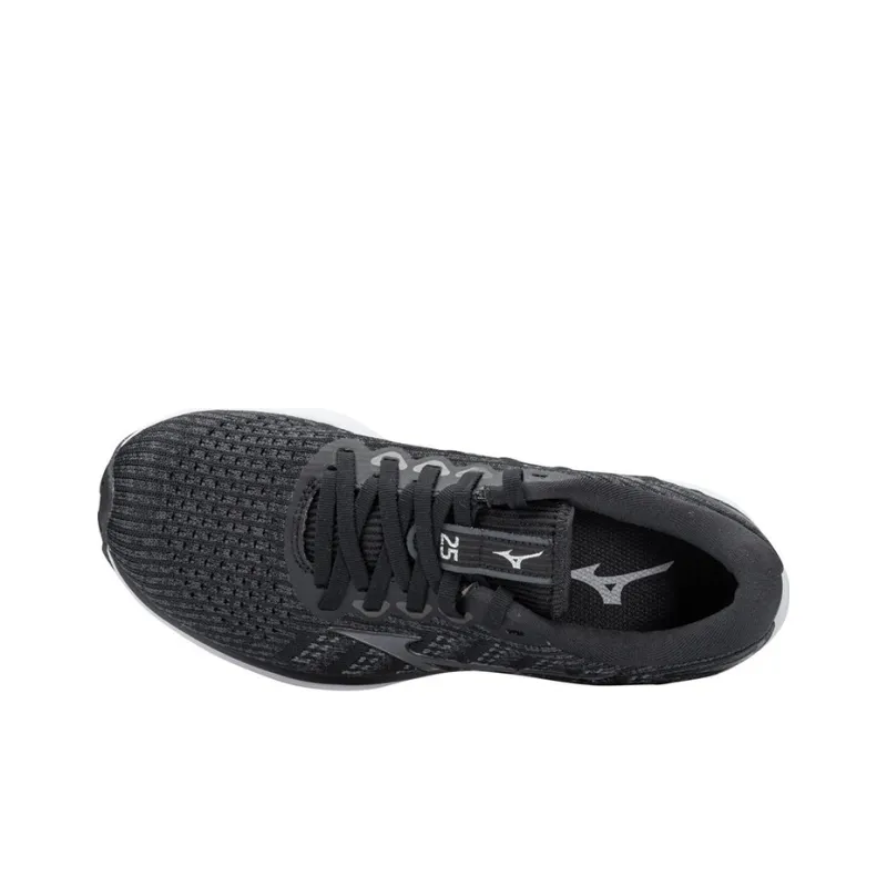 Mizuno Women's Wave Rider 25 Waveknit 'Black Grey' Women's-1