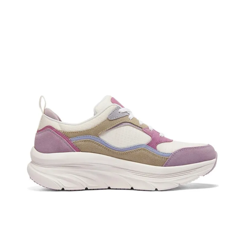 Skechers D'lux Walker Cushioning Anti-Slip And Wear-Resistant Low-Top Casual Running Shoes Women's White Pink-1