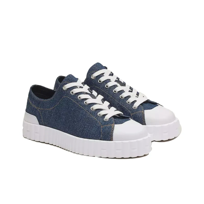 HERMES Low Top Stylish Skateboarding Shoes Women's Blue White-2