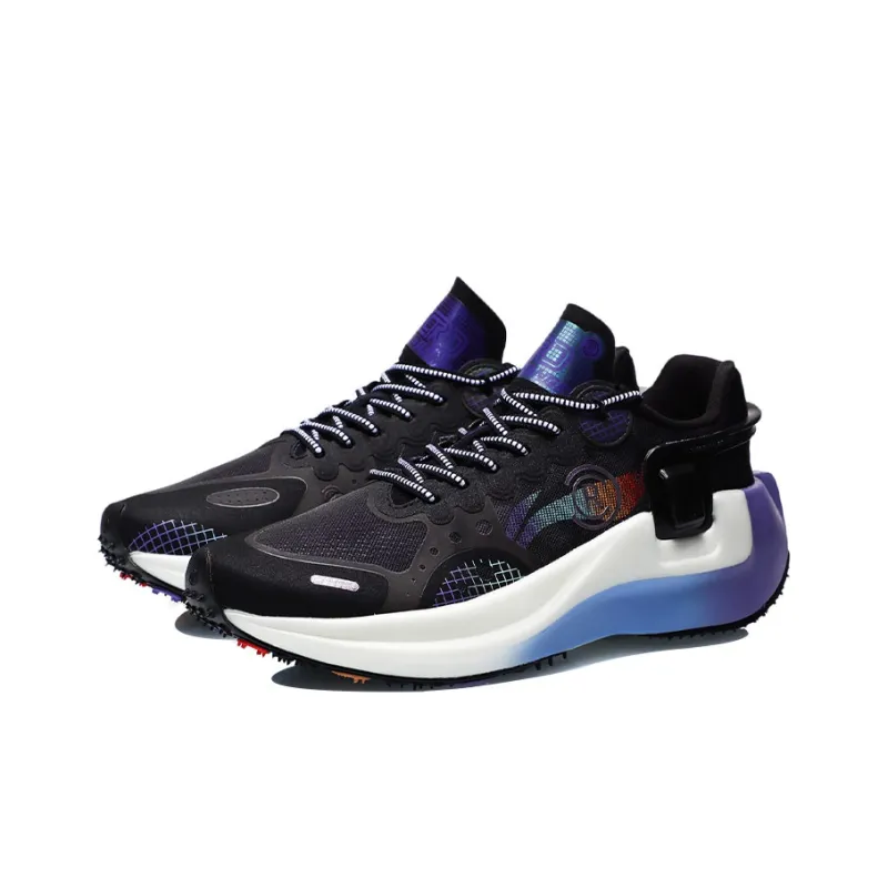LiNing Ranger Cushioned Slip Resistant Abrasion Resistant Low Top Running Shoes Men's Black Purple-2