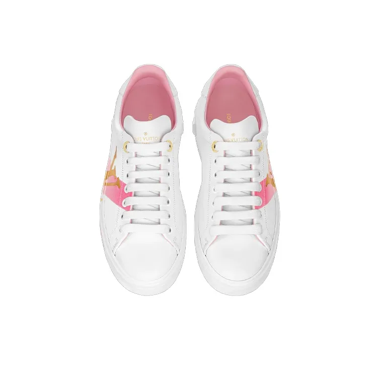 LOUIS VUITTON Time Out Leather Gold Pink White Women's-4