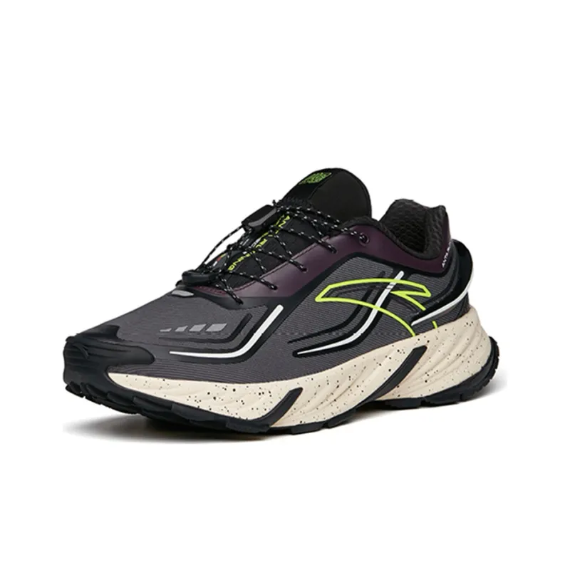 Anta Cushioned Slip-Resistant Abrasion-Resistant Low-Top Running Shoes Men's Gray Black Purple-2