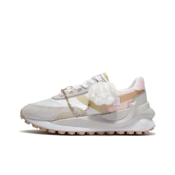 LiNing Square Coverage Support Low Top Running Shoes Women's White Gray Pink