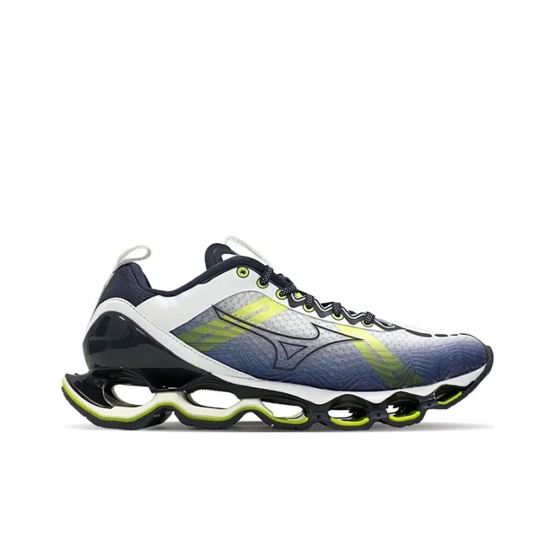 Mizuno Wave X 10 Shock Absorption Non Slip Wear resistant Low Tops White Green 'Black Yellow Blue'-1