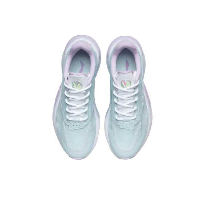 LiNing V8 Slip-Resistant Low-Top Running Shoes Women's Blue White-3