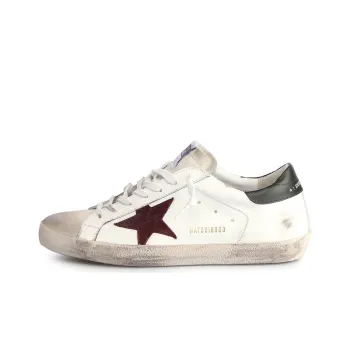 Golden Goose Super Star Low Top Stylish Skateboarding Shoes Men's White Red Vintage Version