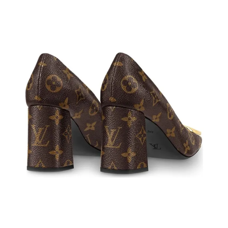 LOUIS VUITTON Madeleine Chunky Heel High Heels Women's Monogram Color-3