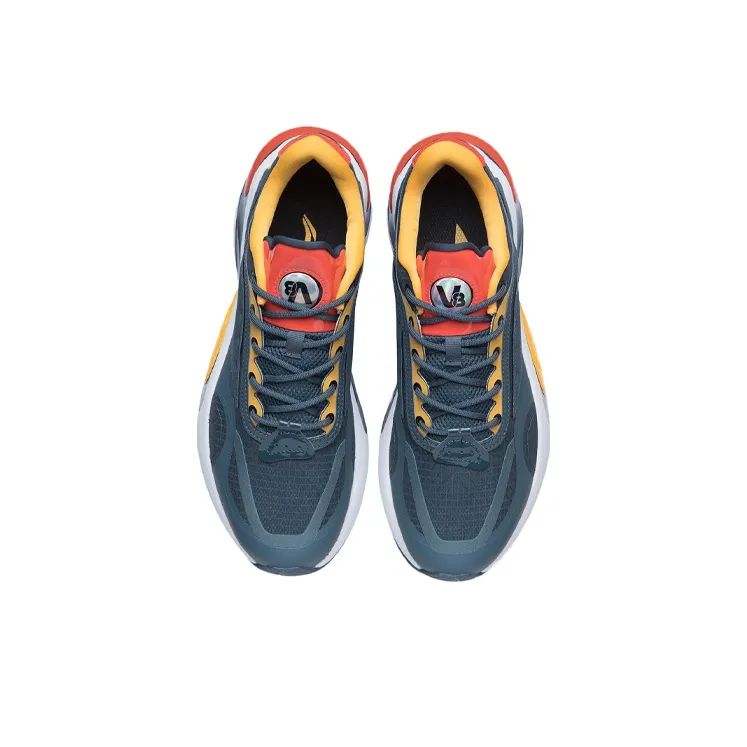 LiNing V8 Cushioned Slip Resistant Abrasion Resistant Low Top Running Shoes Men's Dark Blue-3