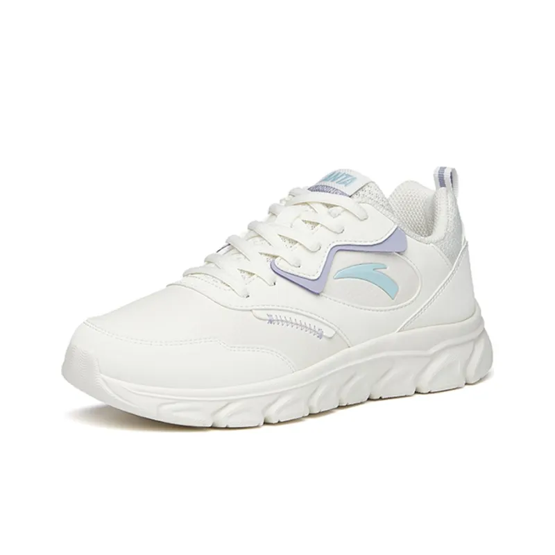 Anta Running Collection Cushioned Slip Resistant Abrasion Resistant Low Top Sprint Running Shoes Women's White Purple-2