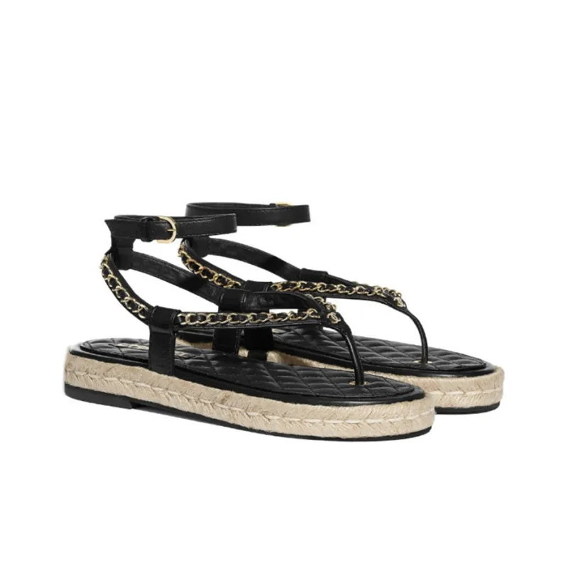 CHANEL Strap Sandals Women's Black-2