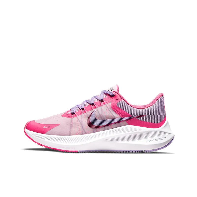 Nike Zoom Winflo 8 Cushioned Slip-Resistant Breathable Coverage Low-Top Casual Running Shoes Women's Pink Purple-0