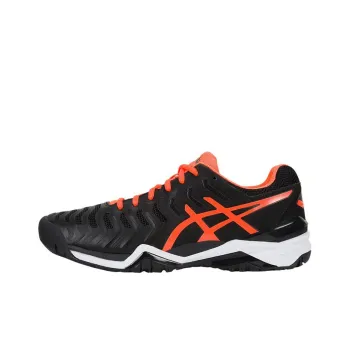 Asics Gel-Resolution 7 Anti-Slip And Wear-Resistant Breathable Low-Top Running Shoes Men's Black Orange