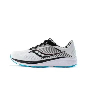 Saucony Guide 13 Cushioned Slip Resistant Abrasion Resistant Low Top Running Shoes Men's White Black Wide Women's