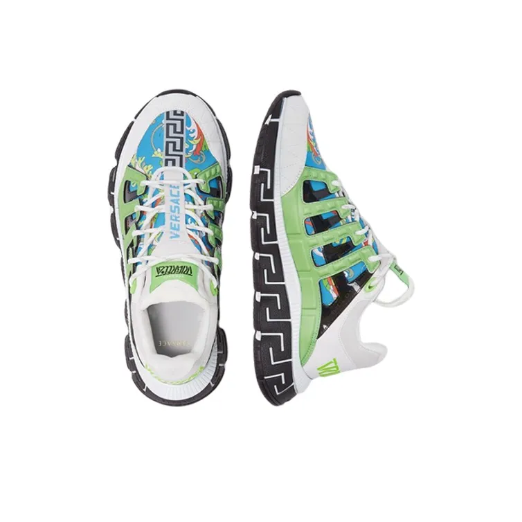 VERSACE Trigreca Cushioning, Slip Resistant, Abrasion Resistant Coverage Low Top Casual Shoes Men's Blue Green-3