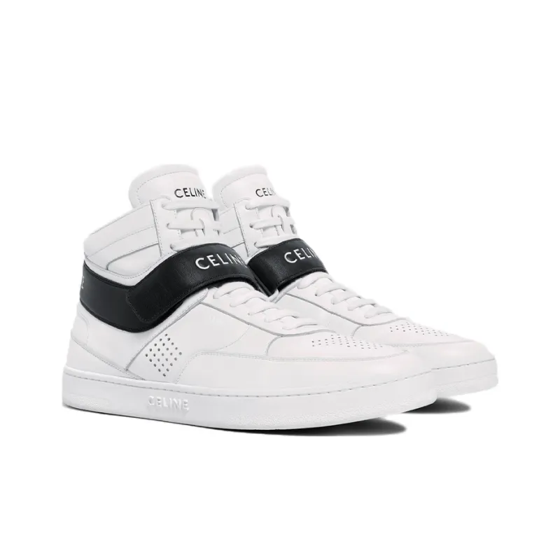 CELINE CT-03 Leather High-Top Sneakers White Black-2