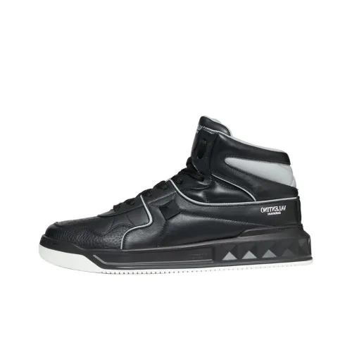 Valentino One Stud Skateboard Shoes Men Mid-Top Black