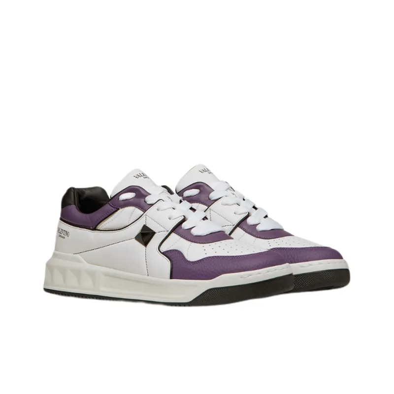Valentino One Stud Low-Top White Purple Black-2