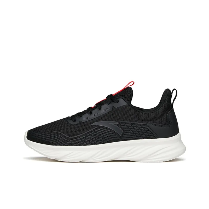 Anta Cushioning Breathable Lightweight Wear Resistant Slip Resistant Low Top Running Shoes Men's Black White-0