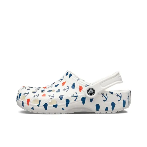 Crocs Classic Clog Printing Sandals White Blue