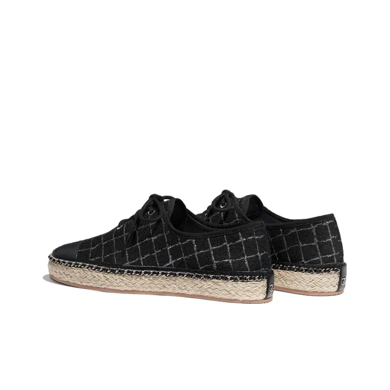 CHANEL Espadrilles Women's Black/Silver-3