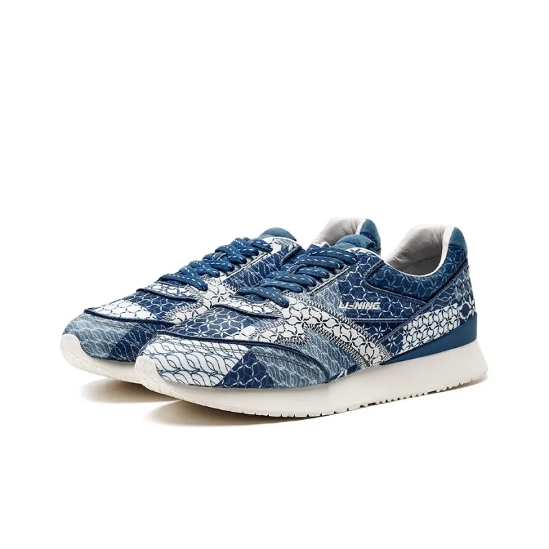 LI NING 1990 Cushioning Anti Slip And Wear Resistant Low Top Running Shoes Men's Strait Blue-2