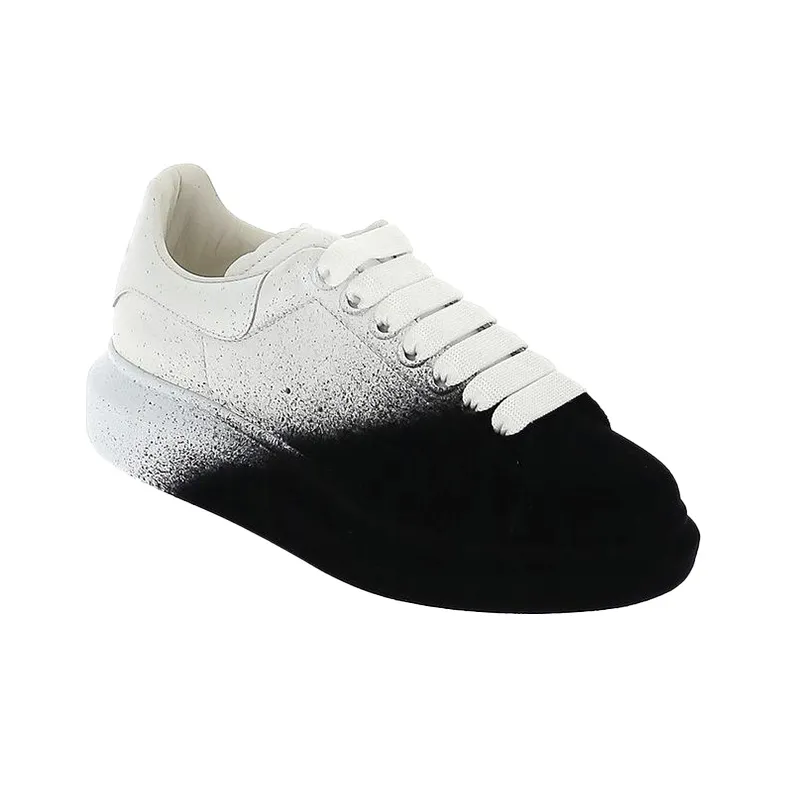 Alexander McQueen Oversized Sneaker 'White Black Velvet Spray' Women's-2