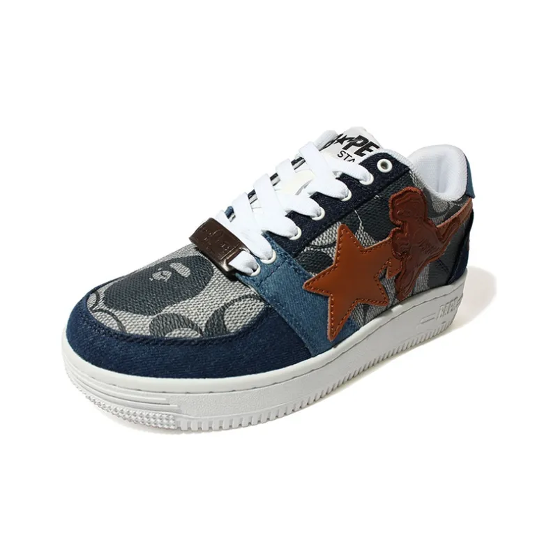 COACH x A BATHING APE Bape STA Stylish Skateboarding Shoes Women's Blue-1