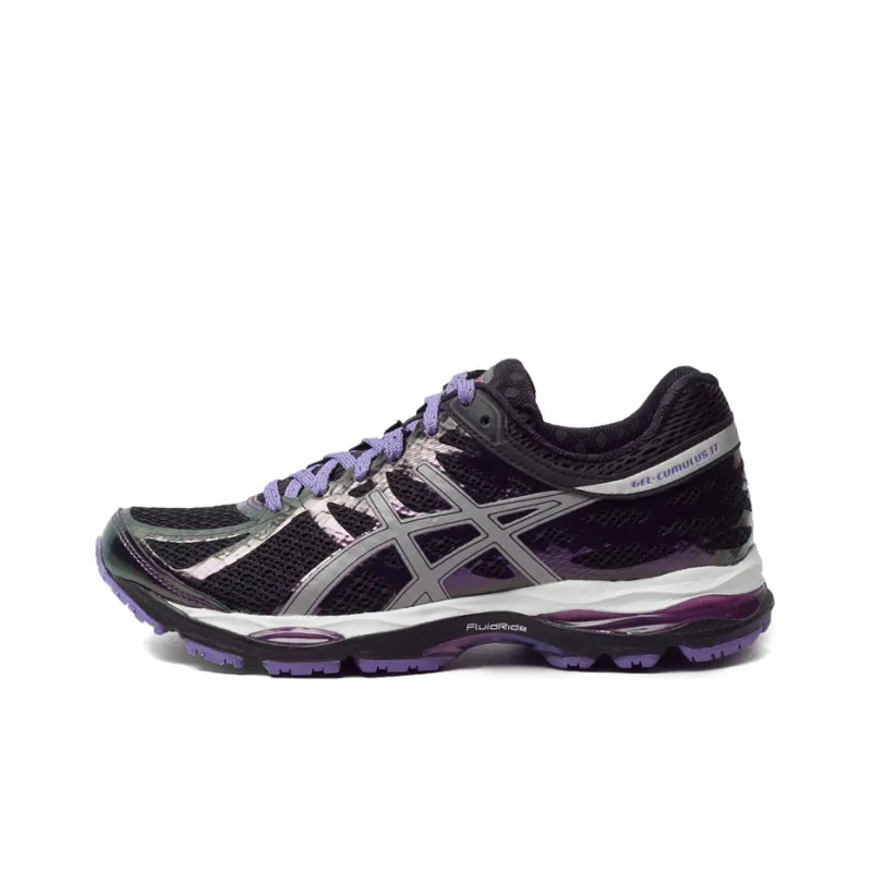 Asics Gel-Cumulus 17 Lite-Show Wear-Resistant Low-Top Running Shoes Women's Black Purple Silver-0