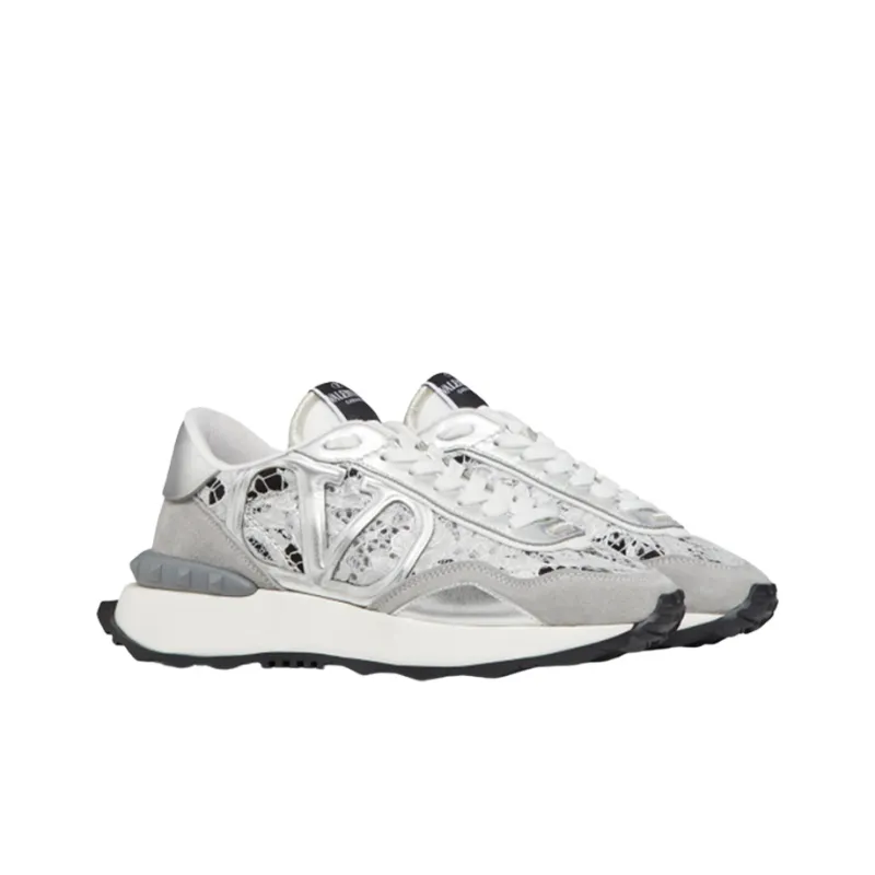 Valentino Lace And Mesh Lacerunner Silver Women's-2