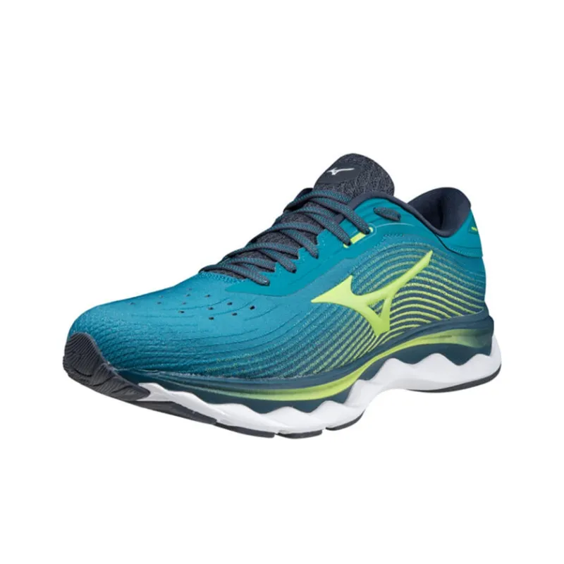 Mizuno Wave Sky 5 Wear-resistant Non-slip And Breathable Low-Top Running Shoes Unisex Blue Green-1