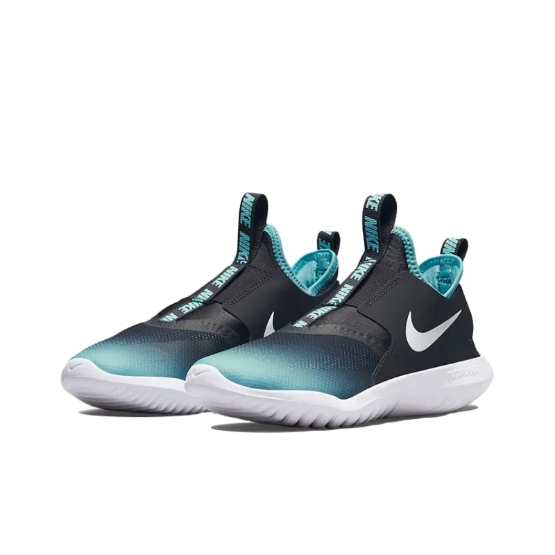 Nike Flex Runner Cushioned Anti-Slip Wear-Resistant Breathable Lightweight Low-Top Running Shoes GS Black Blue-2