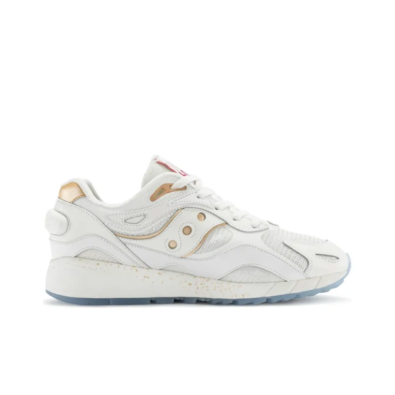 Saucony Shadow 6000 Wear Resistant Low Top Casual Running Shoes Unisex White Gold-1