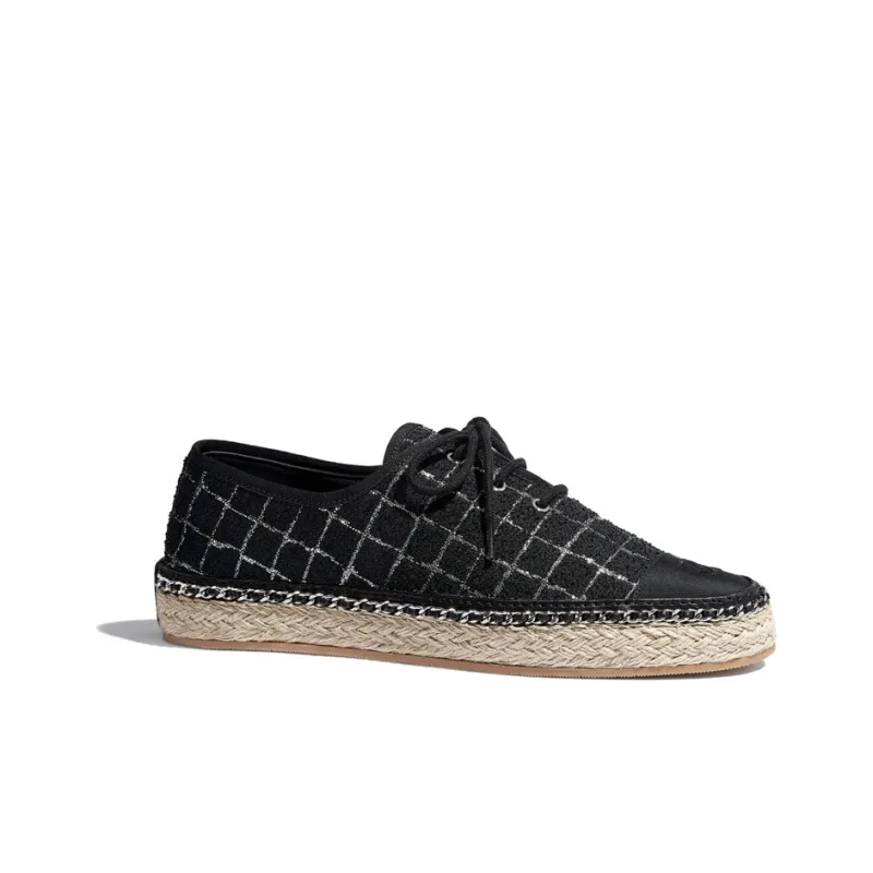CHANEL Espadrilles Women's Black/Silver-1