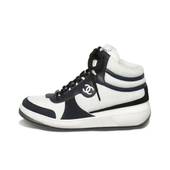 CHANEL High Top Casual Shoes Women's White Blue