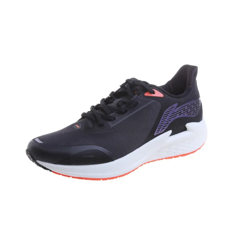 LiNing Cushioning Anti Slip Wear Resistant Breathable Lightweight Rebound Low Top Running Shoes Men's Black-2