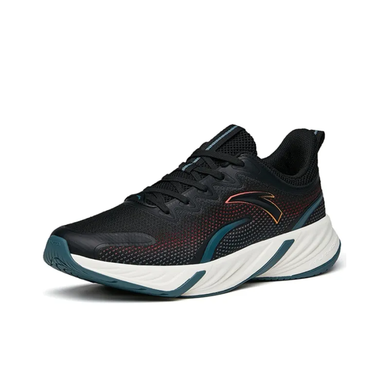 Anta Running Collection Cushioned Slip-Resistant Abrasion-Resistant Low-Top Running Shoes Men's Black White-1