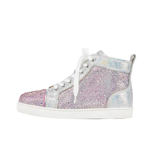 Christian Wmns Louboutin Louis Strass High-Top Sneakers Pink