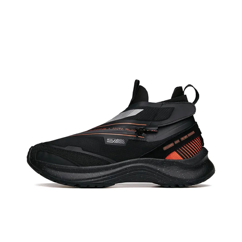 Anta Running Collection Slip Resistant, Abrasion Resistant Cushioning Coverage Mid Top Running Shoes Men's Black Orange-0