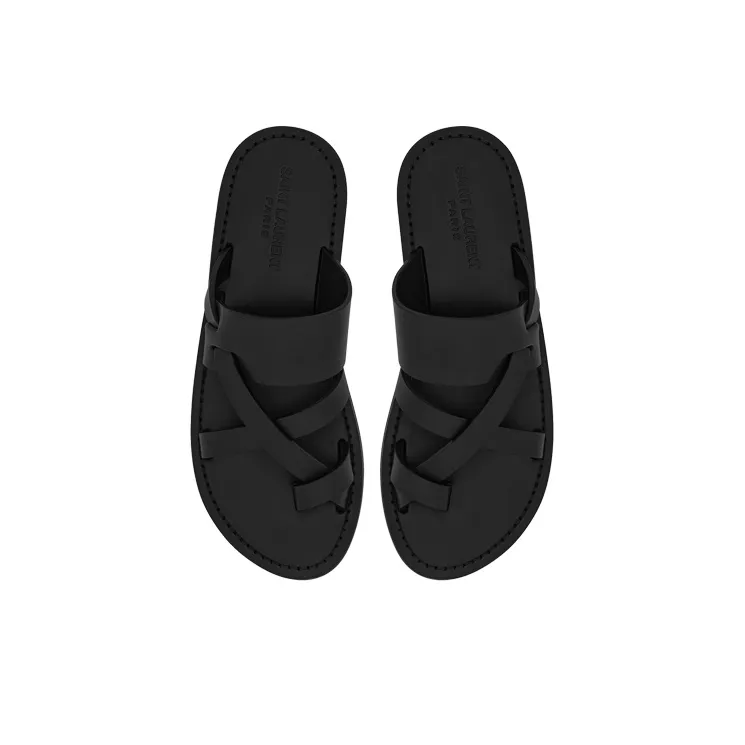 SAINT LAURENT Culver Leather Slides-3