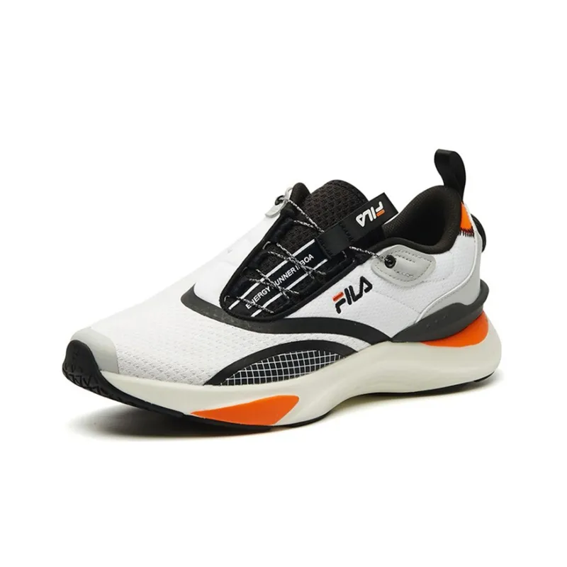 FILA Athletics Anti Slip And Wear Resistant Breathable Low Top Marathon Running Shoes Men's White Black Orange-1
