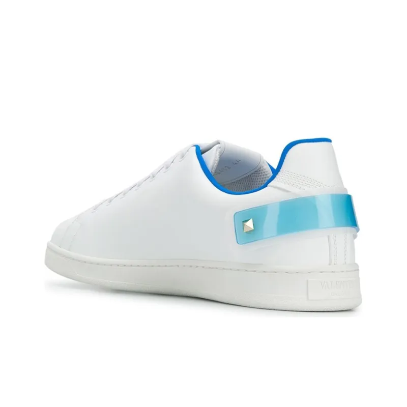Valentino Backnet Vlogo Low-Top Casual Shoes Men's White Blue-2