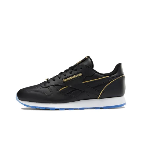 Reebok Classic Leather Casual Shoes Unisex Low-Top Black/Gold