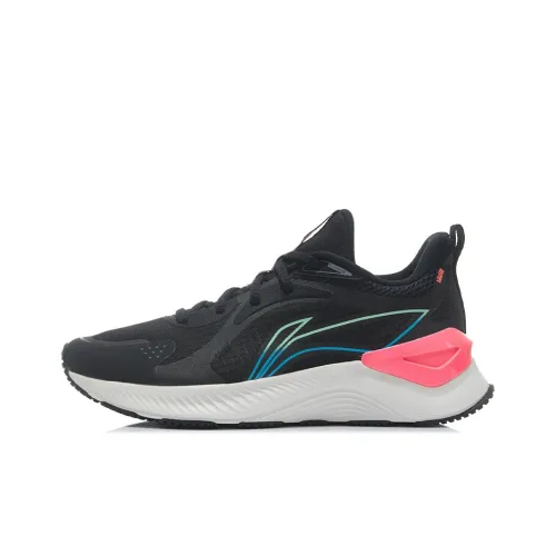 LINING YueYing Element Running Shoes Women's Low-Top Black/Neon Bright Orange